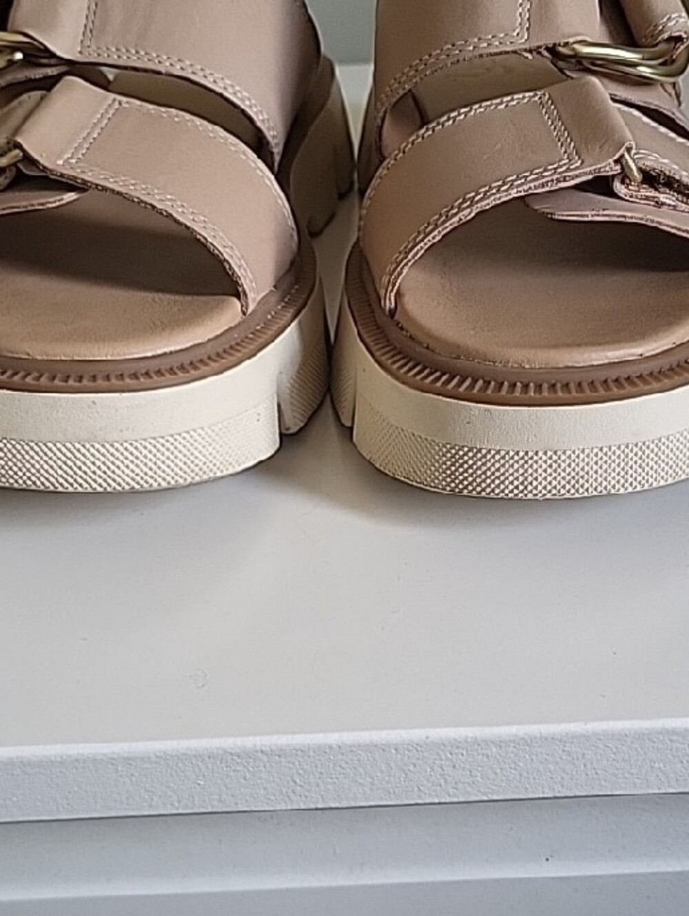Sorel Leather Strappy Platform Slide Sandals In Nude Blush, Size 5, EUC - Picture 3 of 8